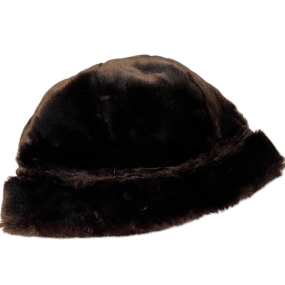 Luxury Fur Bucket Hat Faux Fur Mink Vintage Plush Chocolate Brown Retro One Size - Picture 8 of 15